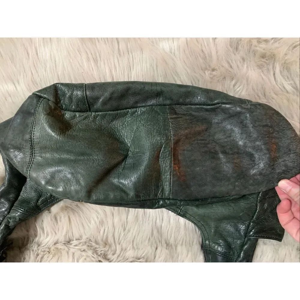 Dark green leather hobo shoulder bag purse - Picture 5 of 15
